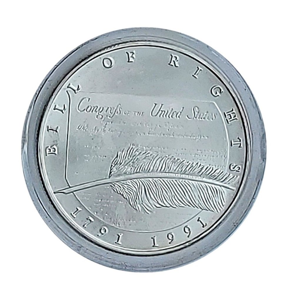 **SOLD**  BILL OF RIGHTS 1791-1991 1 TROY OZ 999 SILVER COIN - Picture 2 of 3
